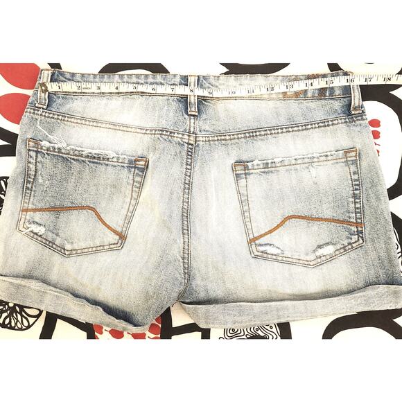 ONLY Distressed Denim Shorts Stretchy Blue Light Wash 40 - Picture 5 of 8